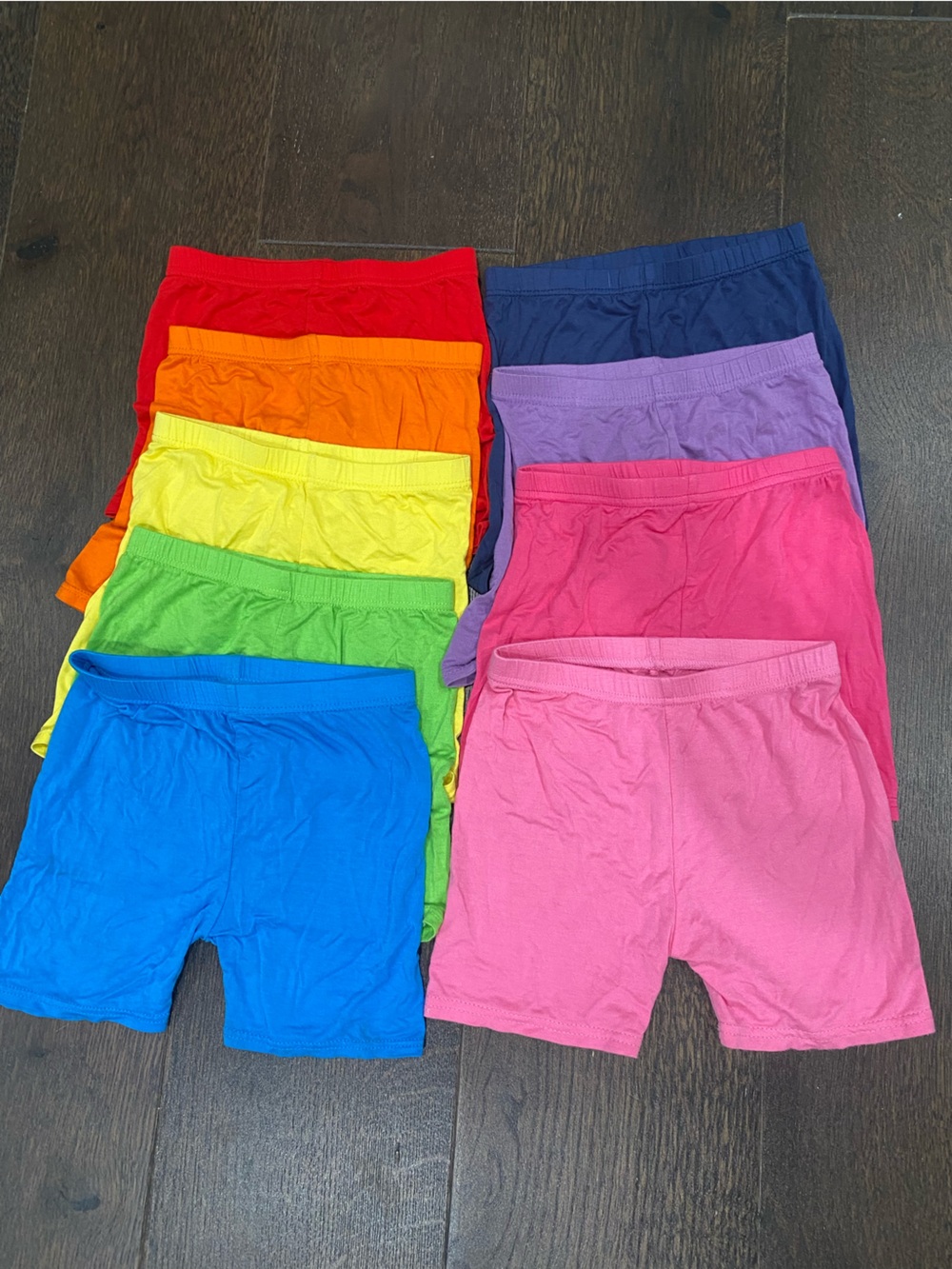 Super Soft Shorts Bundle, 9 Pairs, Solid Colors, Rainbow Mix, All Size 5-6Y